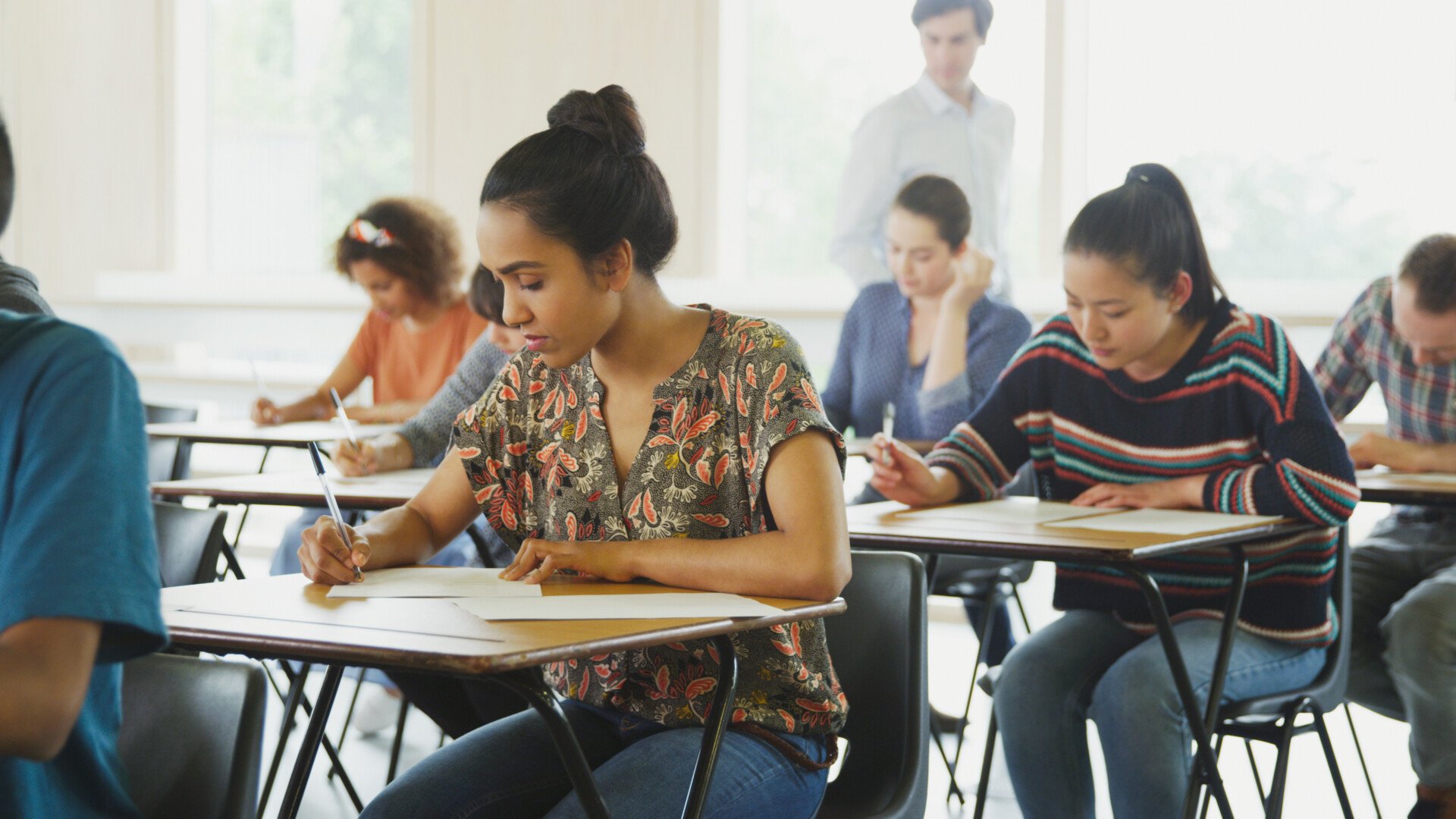 students completing an examination